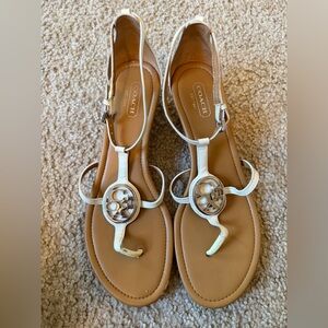 Coach white  Sandals with Silver Accents